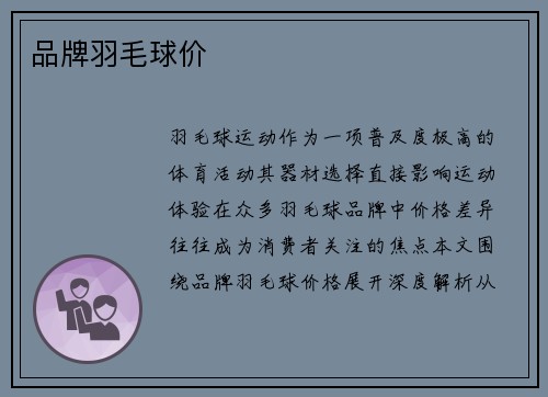 品牌羽毛球价